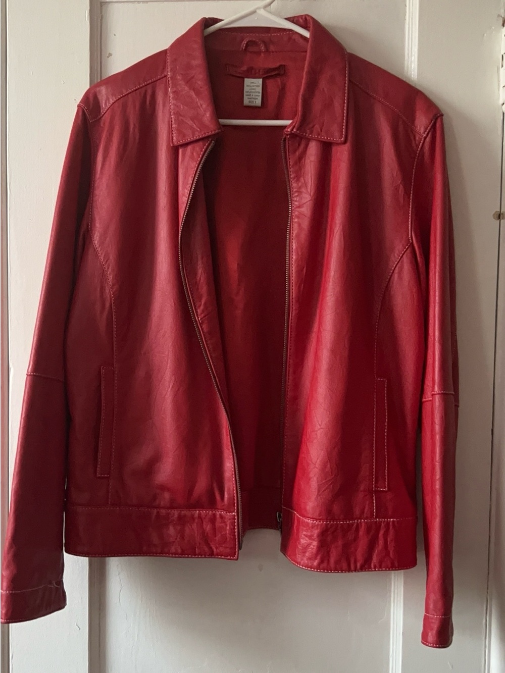 Classic Red Leather Jacket - Women's